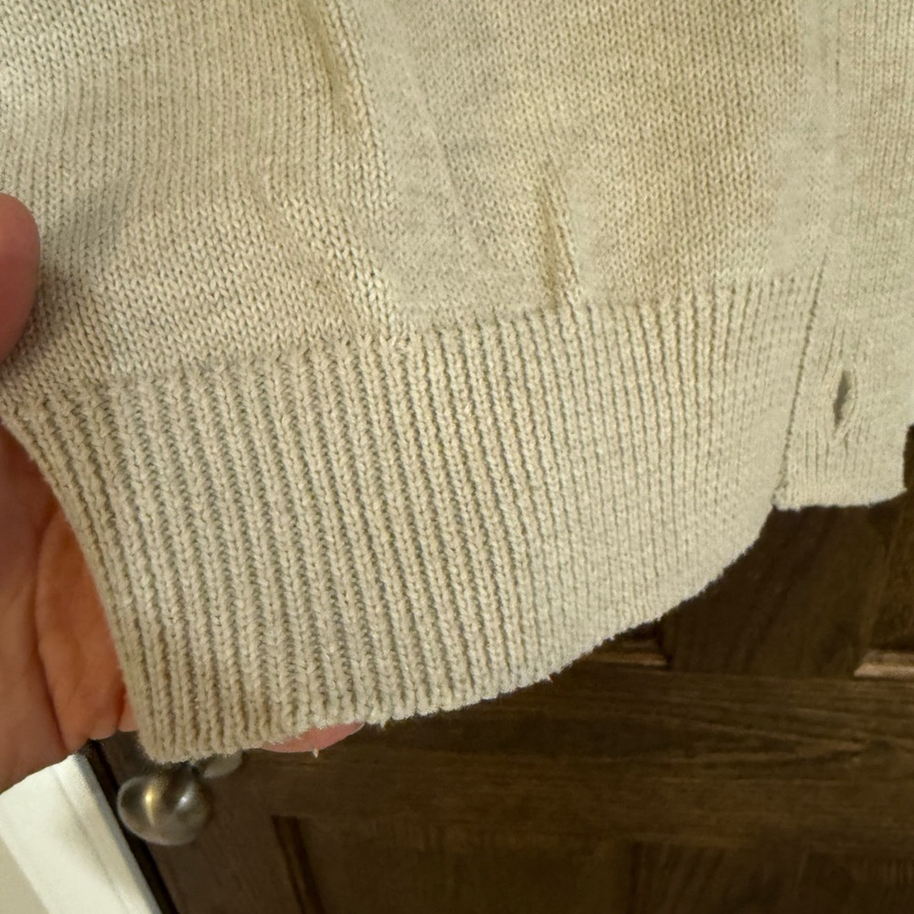 Evereve khaki and Tan Striped v neck Cardigan size medium - Picture 5 of 7